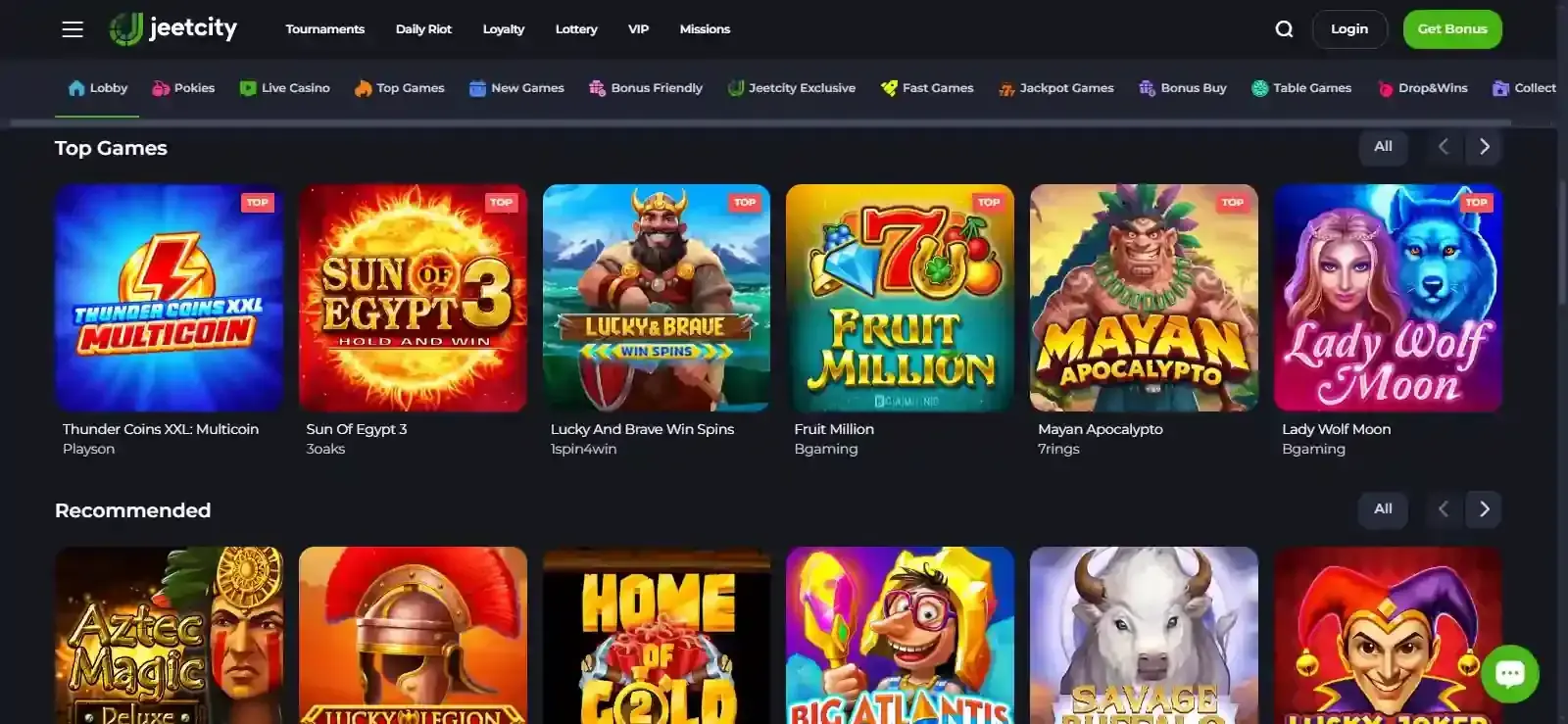 the current JeetCity English-Australia website interface