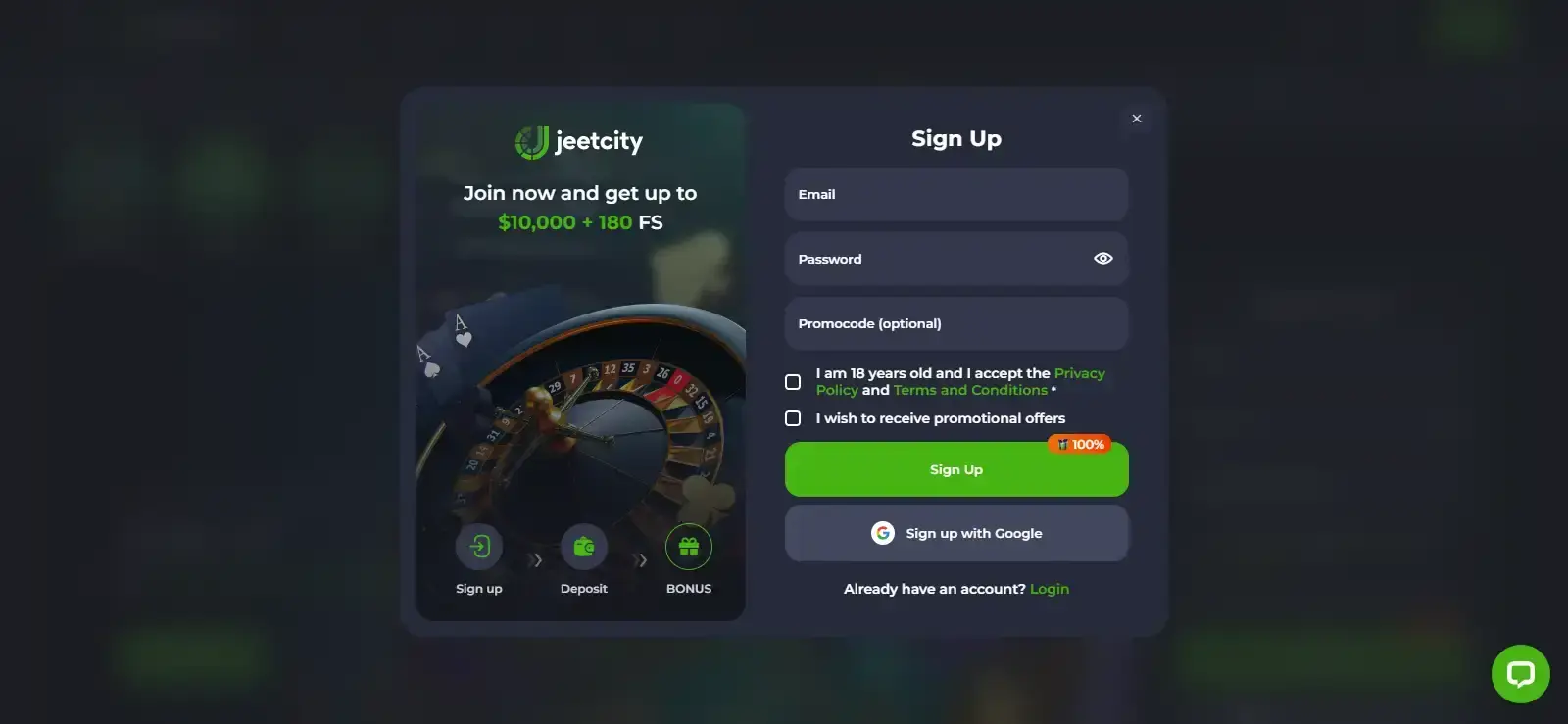 JeetCity Australian registration screen showing the account creation interface